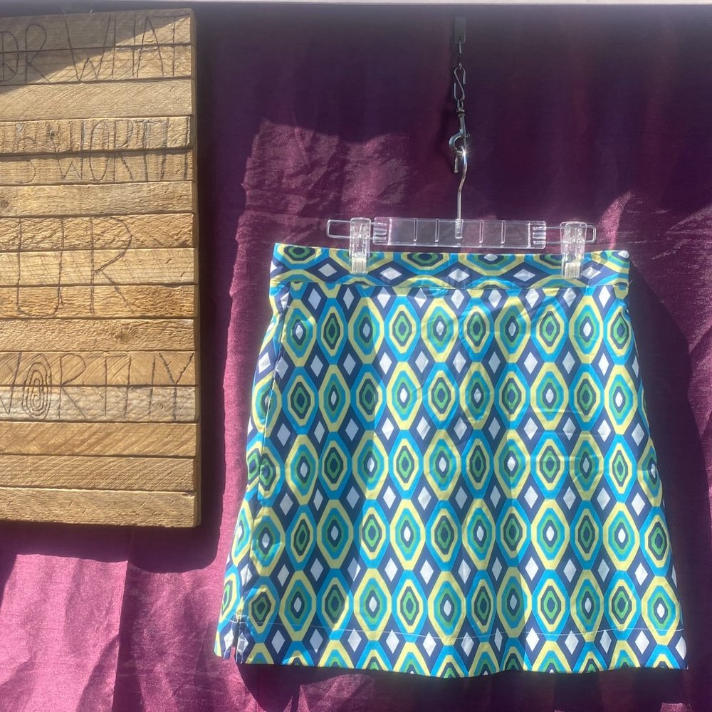 Gordon Cooper Blue Green Geometric Golf Skort Size 8 NWT